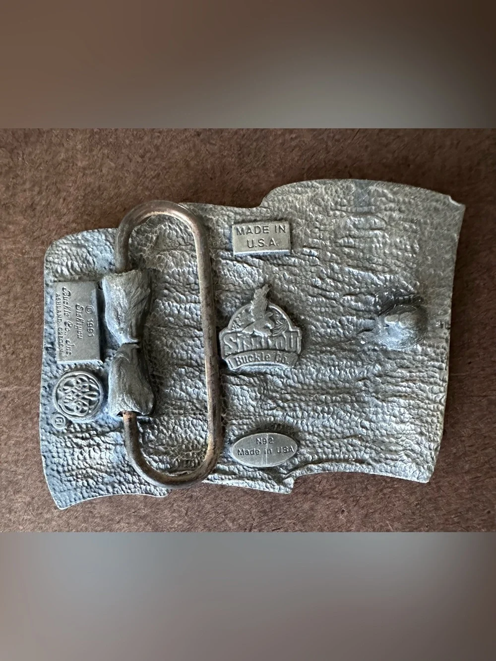 VINTAGE USA FLAG, PEWTER BELT BUCKLE. Old Glory